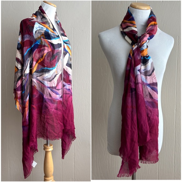 Chico's Rainbow Oblong Lightweight Scarf Boho Chic - Picture 1 of 12